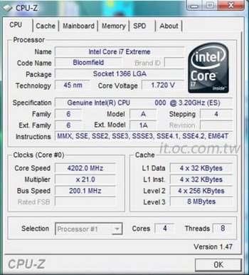 core i7 extreme 965  C0 stepping at 4.2 ghz